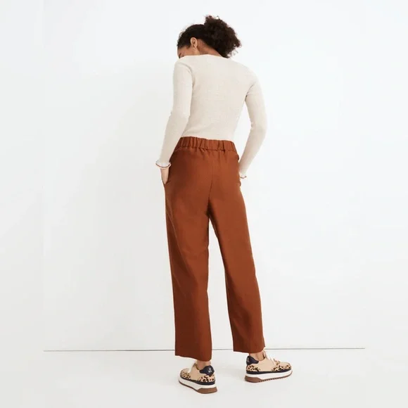 Madewell Tapered Huston Pull-On Crop Pants Burnt Clay Small - Picture 3 of 11